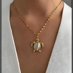 Gold Plated Nautilus Turtle Pendant Necklace